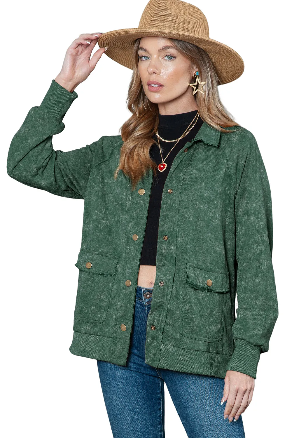 💀💎 Snap Button Casual Flap Pockets Collared Jacket – The Ultimate Throw-On & Go Jacket 💋