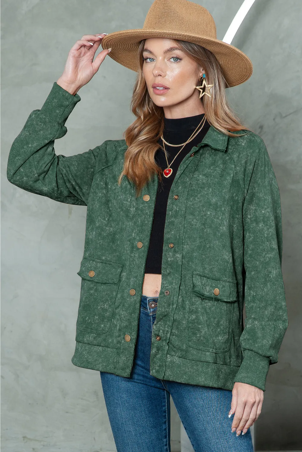 💀💎 Snap Button Casual Flap Pockets Collared Jacket – The Ultimate Throw-On & Go Jacket 💋