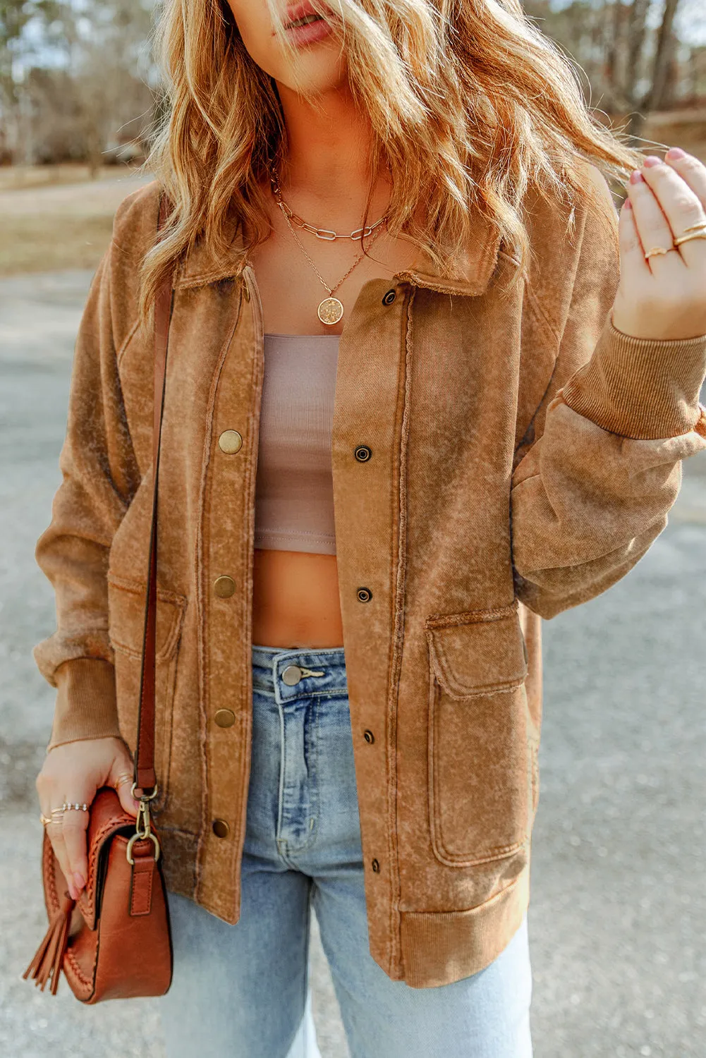 💀💎 Snap Button Casual Flap Pockets Collared Jacket – The Ultimate Throw-On & Go Jacket 💋