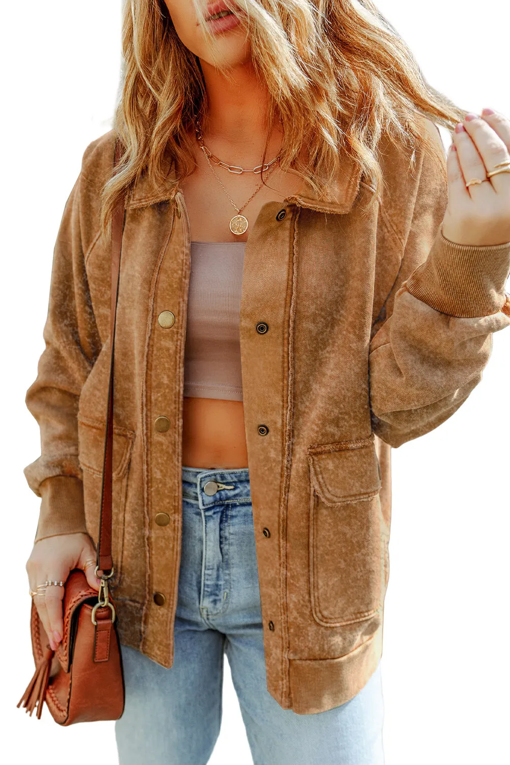 💀💎 Snap Button Casual Flap Pockets Collared Jacket – The Ultimate Throw-On & Go Jacket 💋