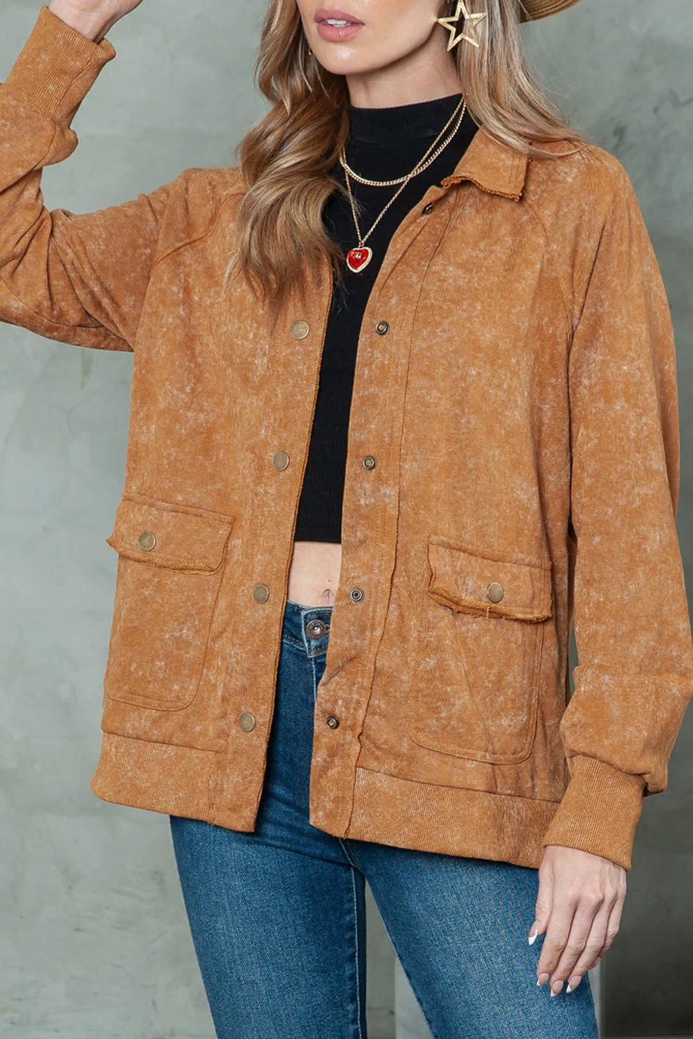 💀💎 Snap Button Casual Flap Pockets Collared Jacket – The Ultimate Throw-On & Go Jacket 💋