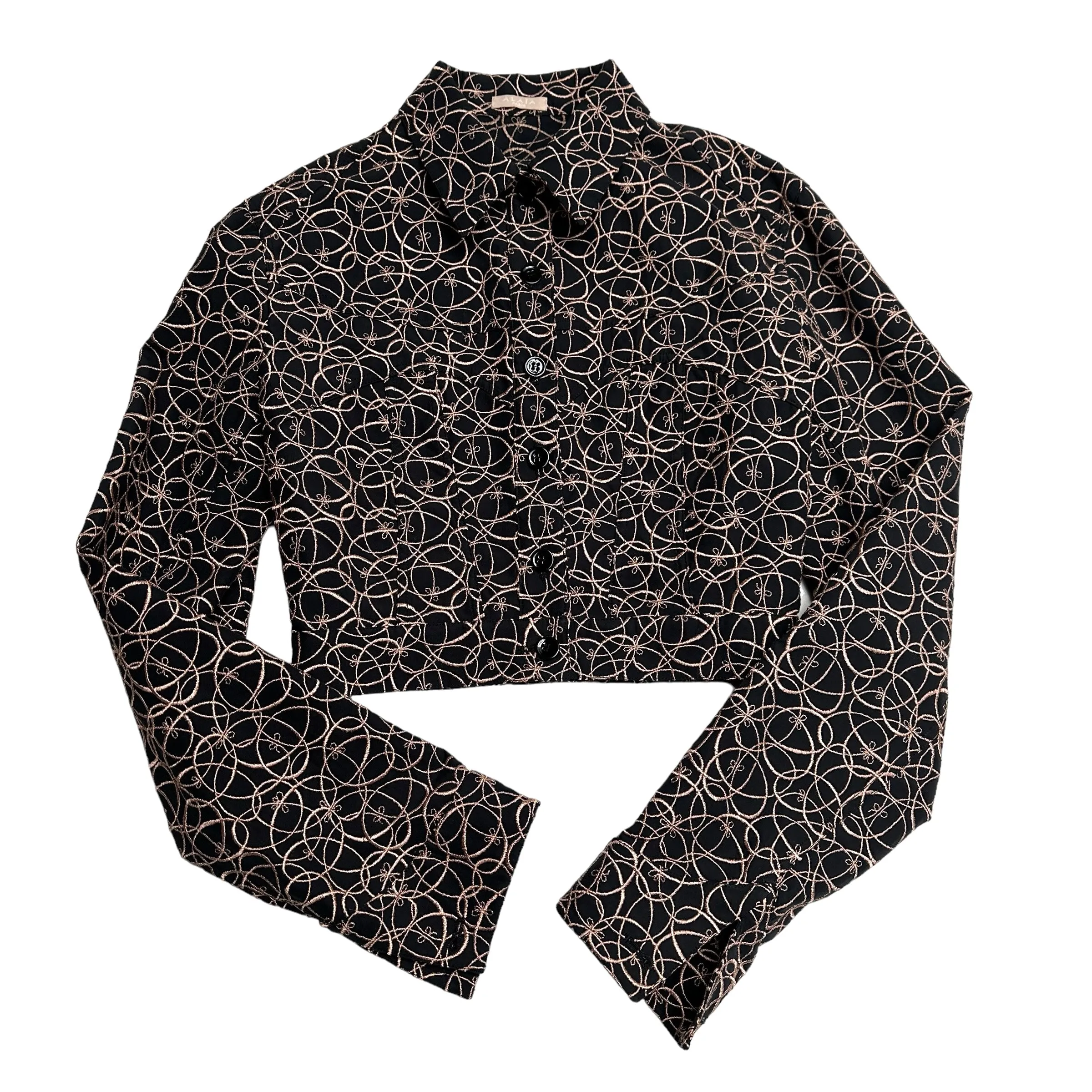 2022 Black Cotton Cropped Jacket - S