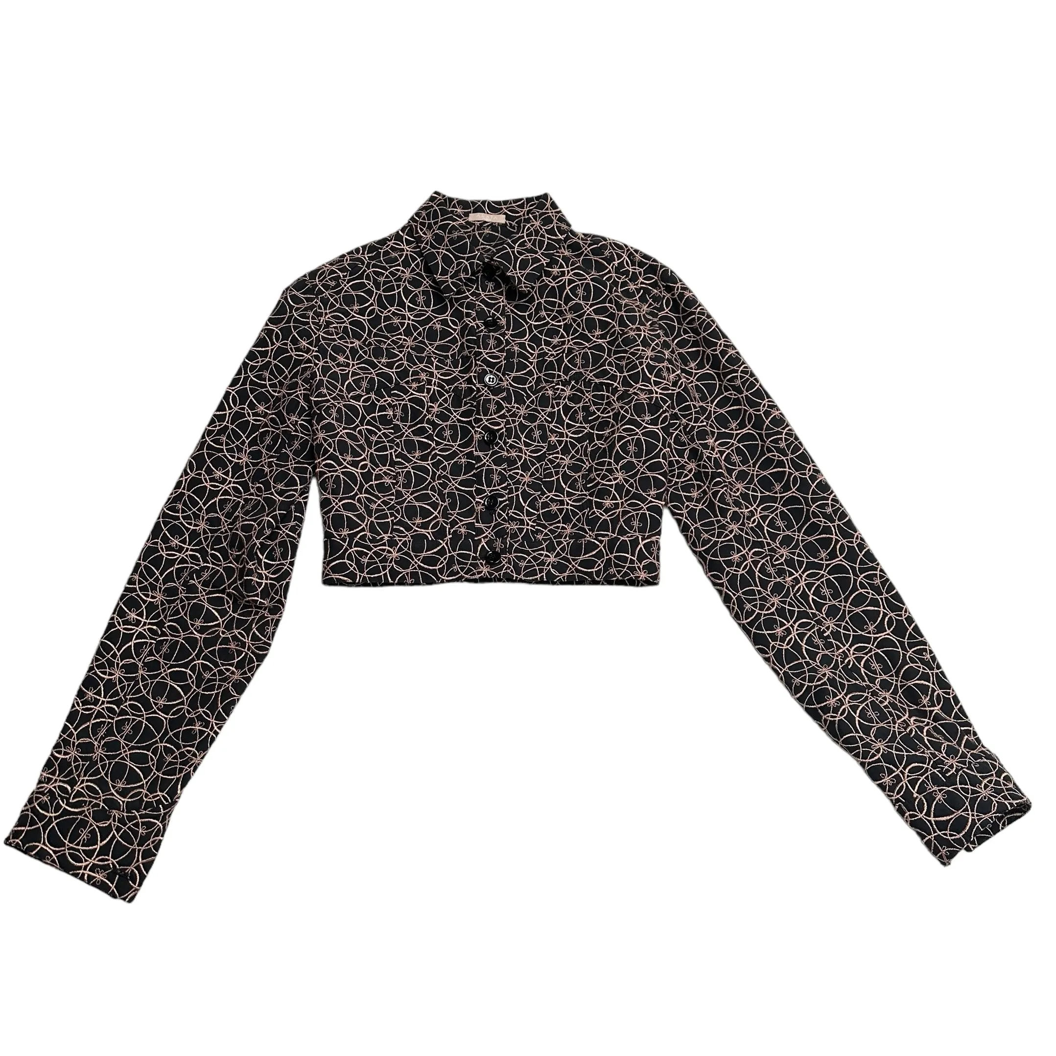 2022 Black Cotton Cropped Jacket - S