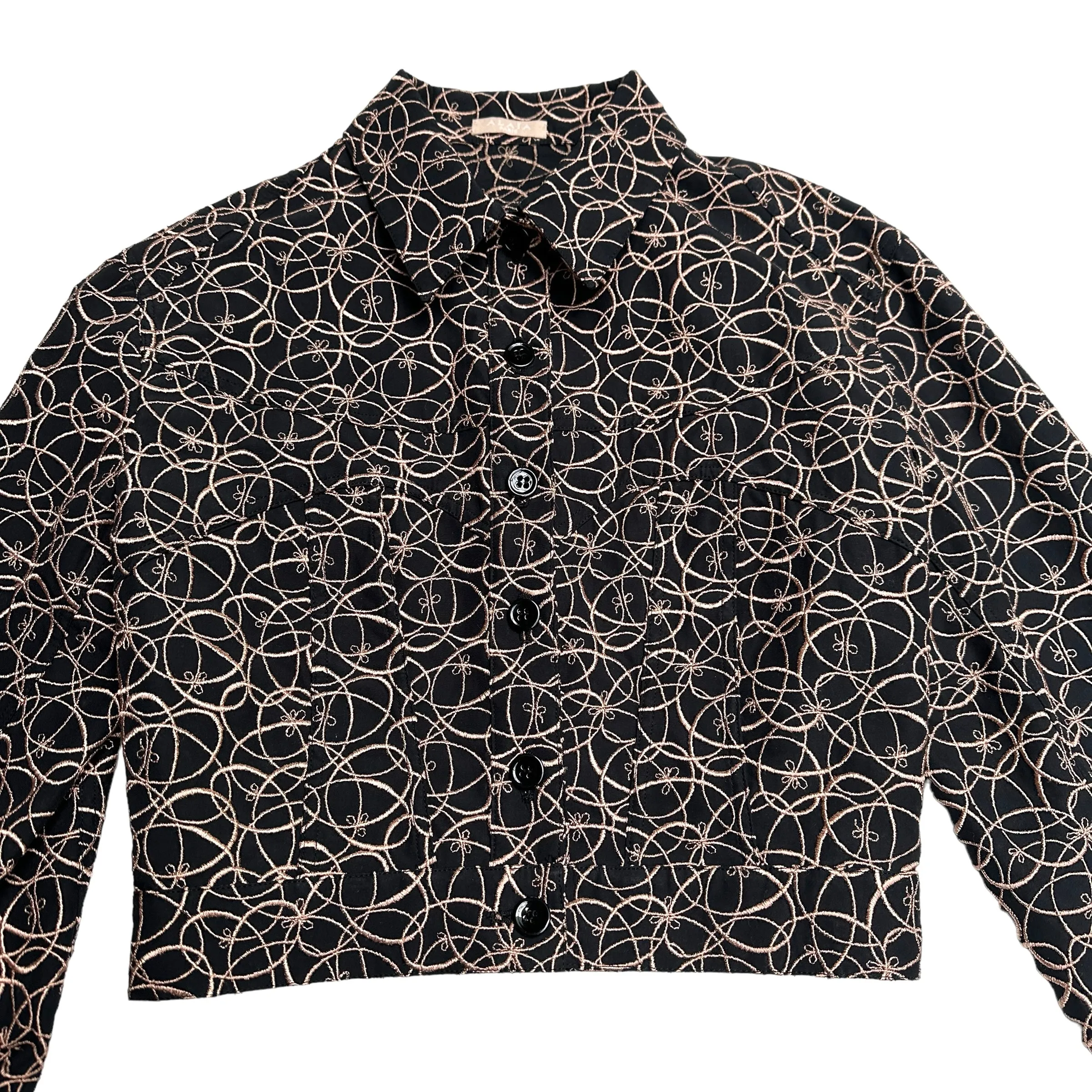 2022 Black Cotton Cropped Jacket - S