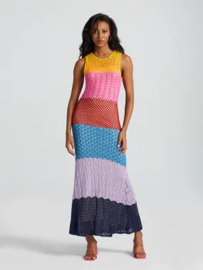 Abiola Striped Crochet Sweater Dress