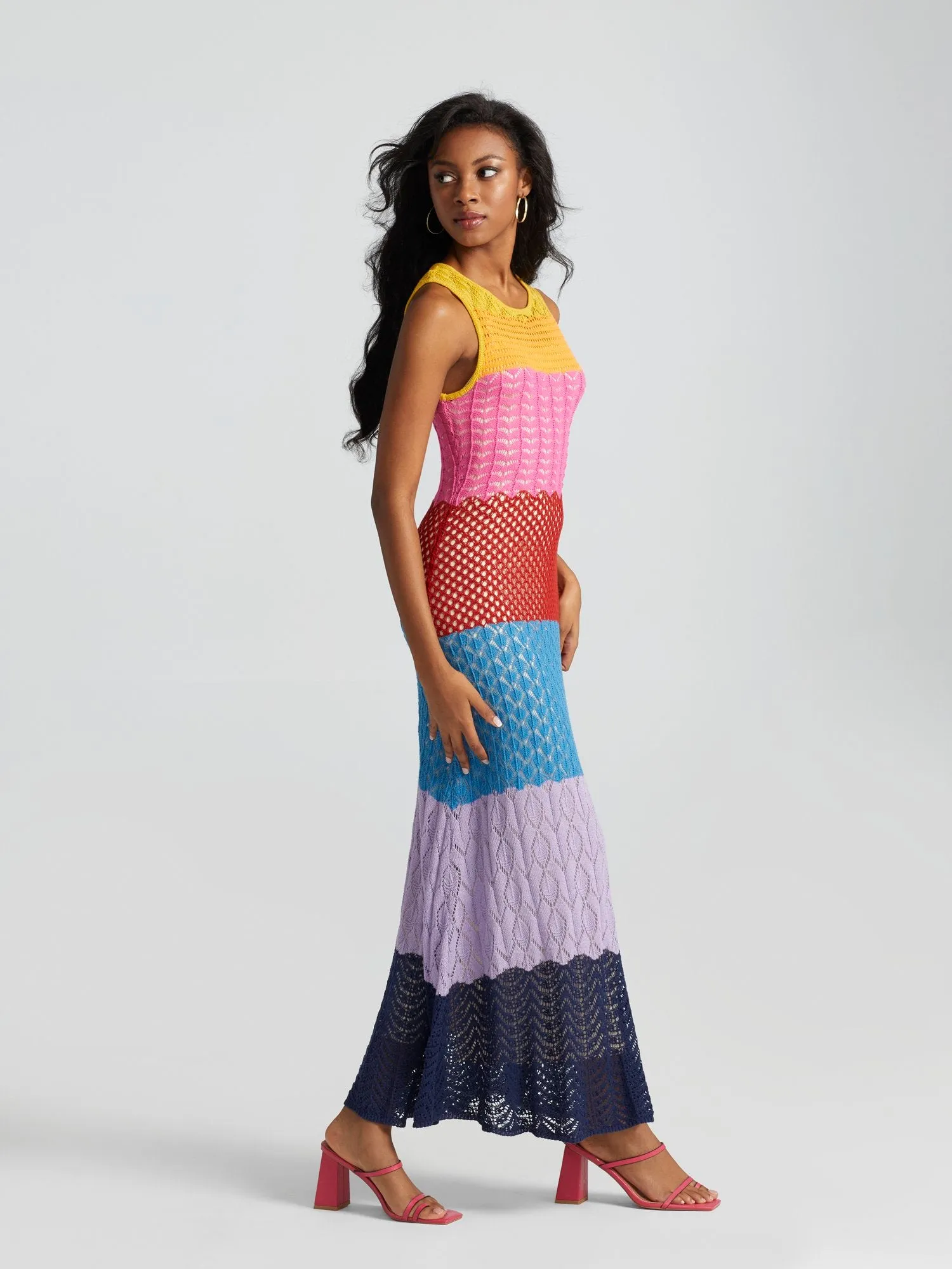 Abiola Striped Crochet Sweater Dress