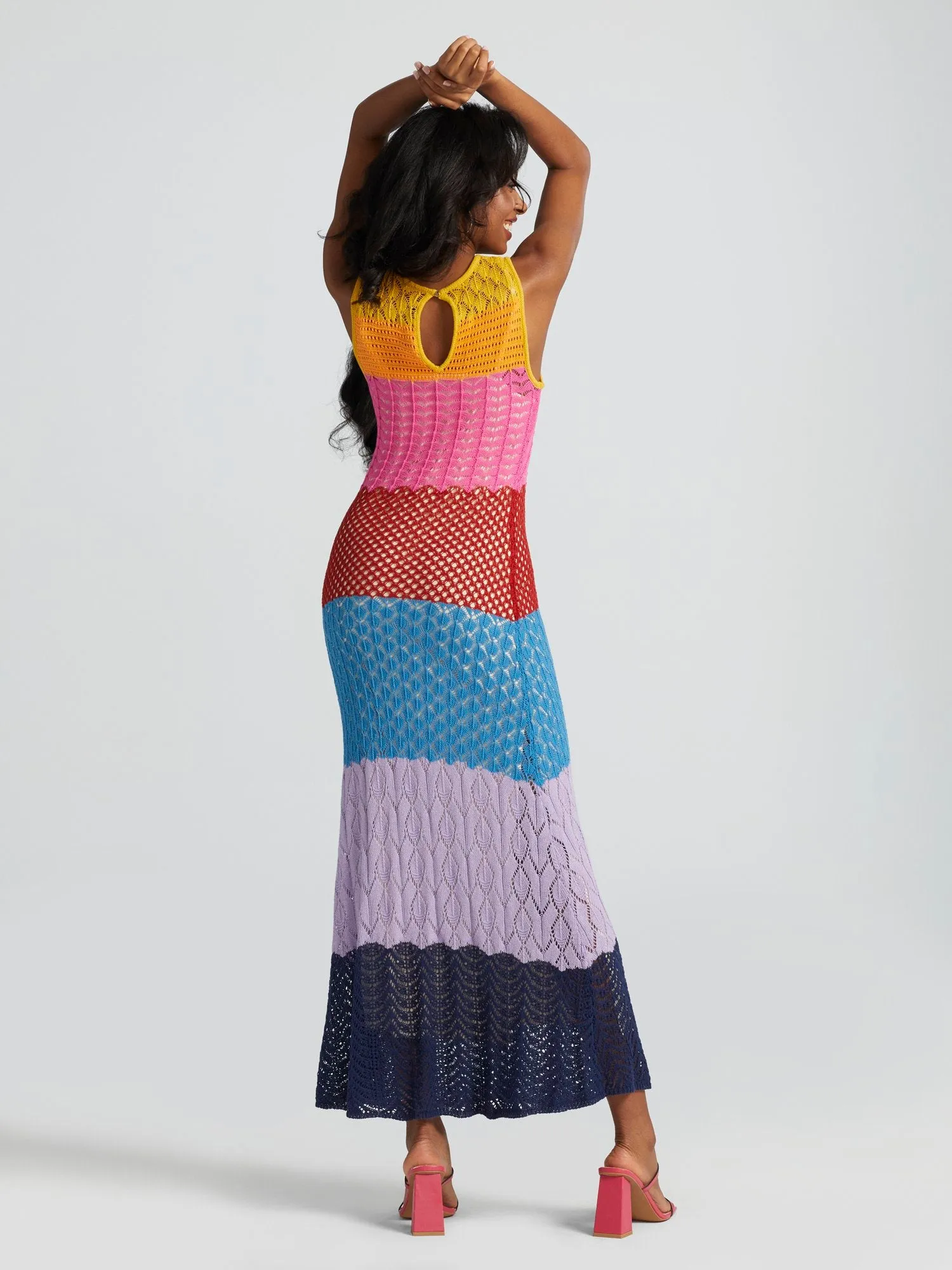 Abiola Striped Crochet Sweater Dress