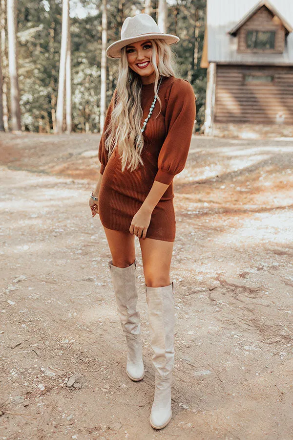 Abundant Love Sweater Dress In Chocolate