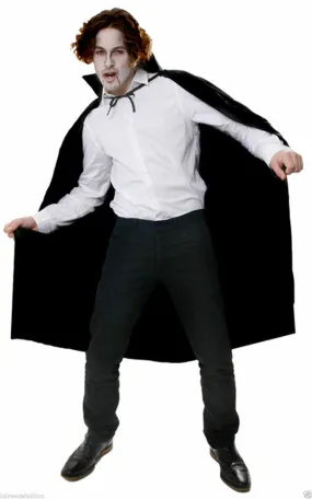 Adult Black Cape long Halloween Fancy Dress Costume