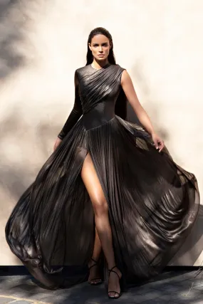 Asymmetric draped dress