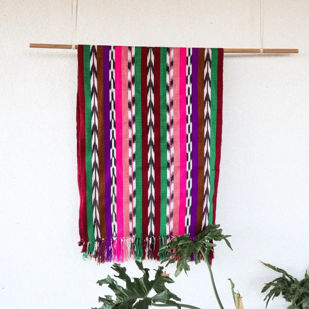 Authentic Guatemalan Vintage Mayan Rebozo Shawl - Handwoven Textile