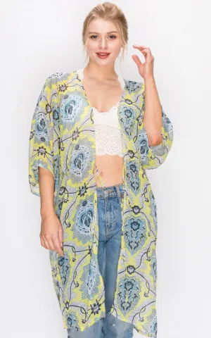 AV322 Printed Kimono with String Waist