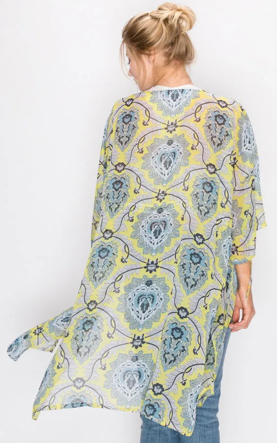 AV322 Printed Kimono with String Waist