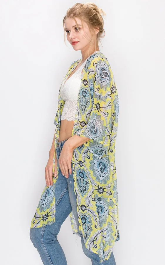 AV322 Printed Kimono with String Waist