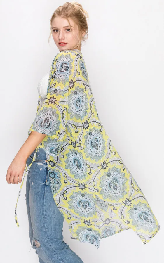 AV322 Printed Kimono with String Waist