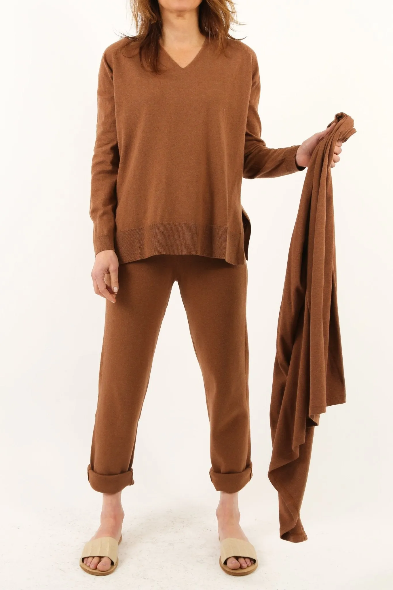 AVERY V NECK TUNIC IN DOUBLE KNIT PIMA COTTON