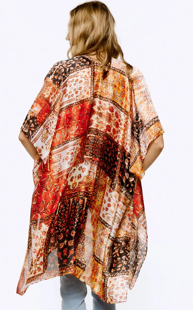 BAAP8071 Multi Pattern Cover Up Kimono