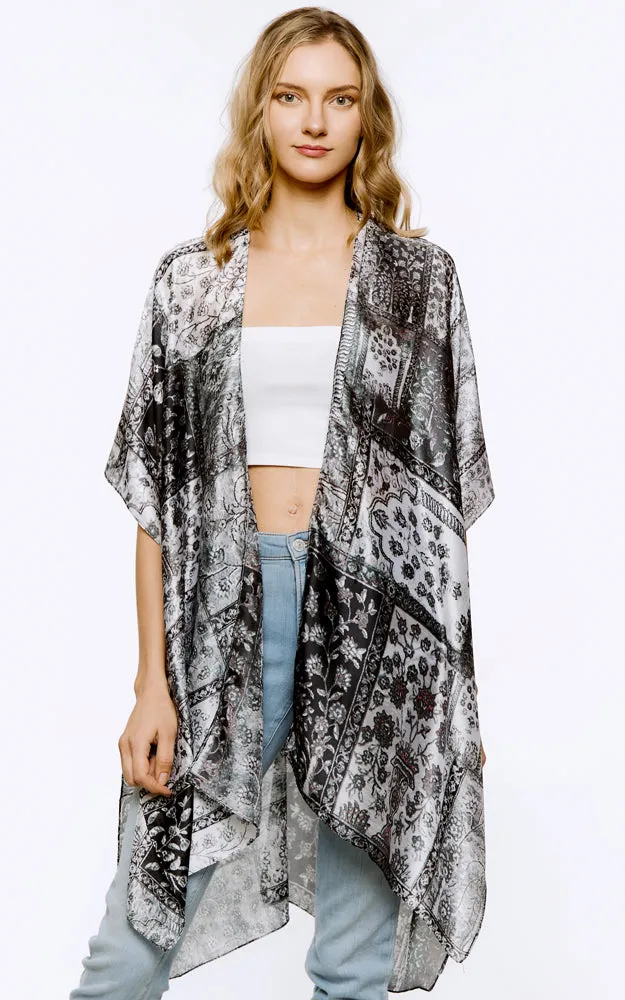 BAAP8071 Multi Pattern Cover Up Kimono
