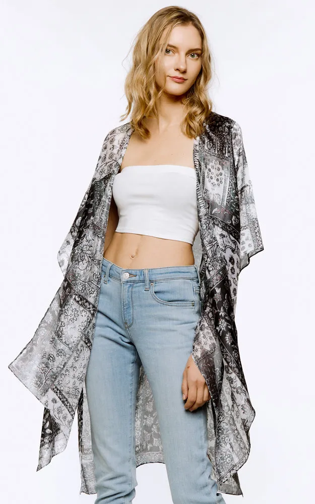 BAAP8071 Multi Pattern Cover Up Kimono