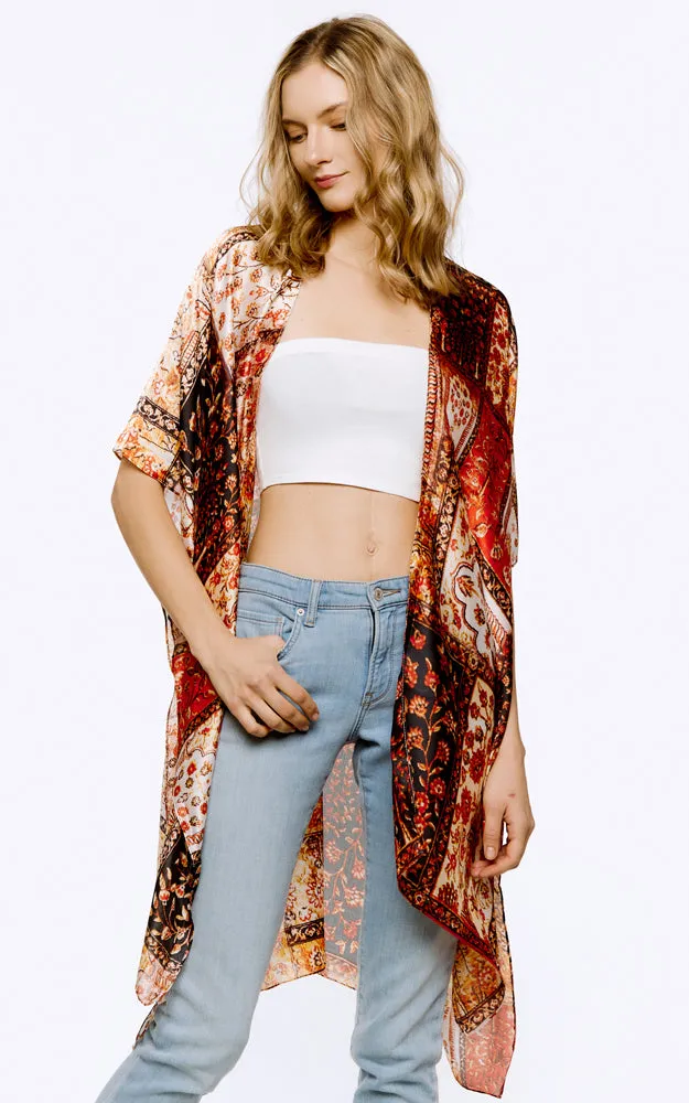 BAAP8071 Multi Pattern Cover Up Kimono