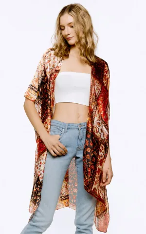 BAAP8071 Multi Pattern Cover Up Kimono
