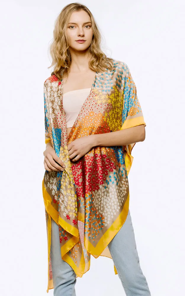 BAAP8072 Floral Multi Pattern Cover Up Kimono