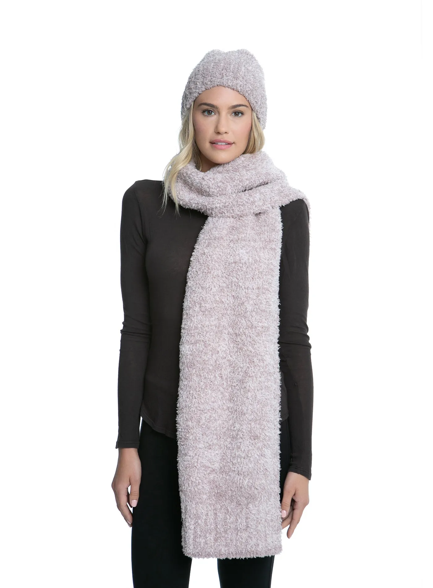 Barefoot Dreams - Cozychic Pom Pom Beanie Scarf Set in Vintage Rose Ballet Pink