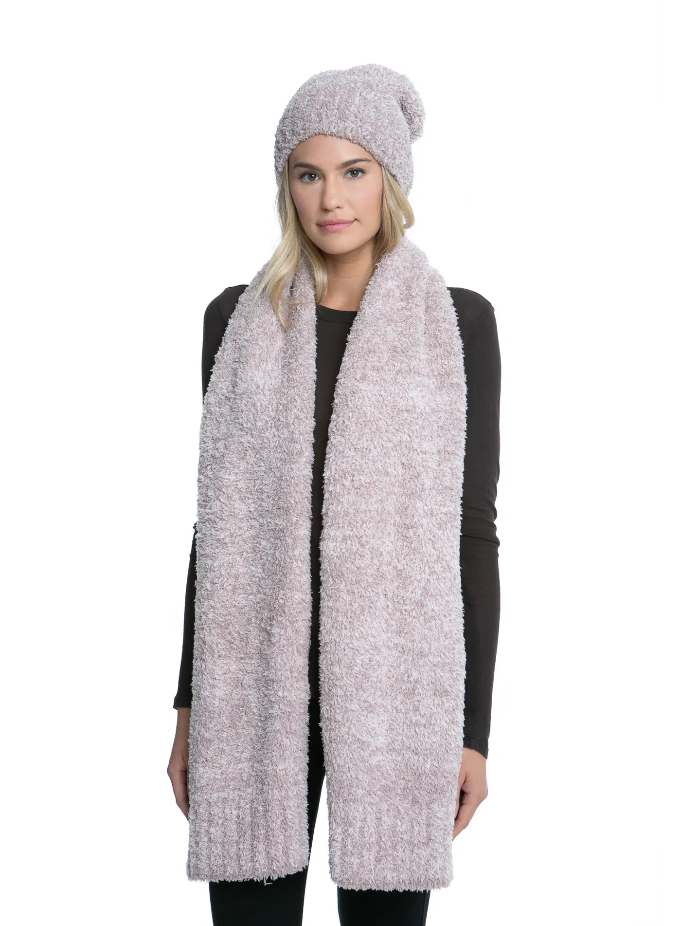Barefoot Dreams - Cozychic Pom Pom Beanie Scarf Set in Vintage Rose Ballet Pink