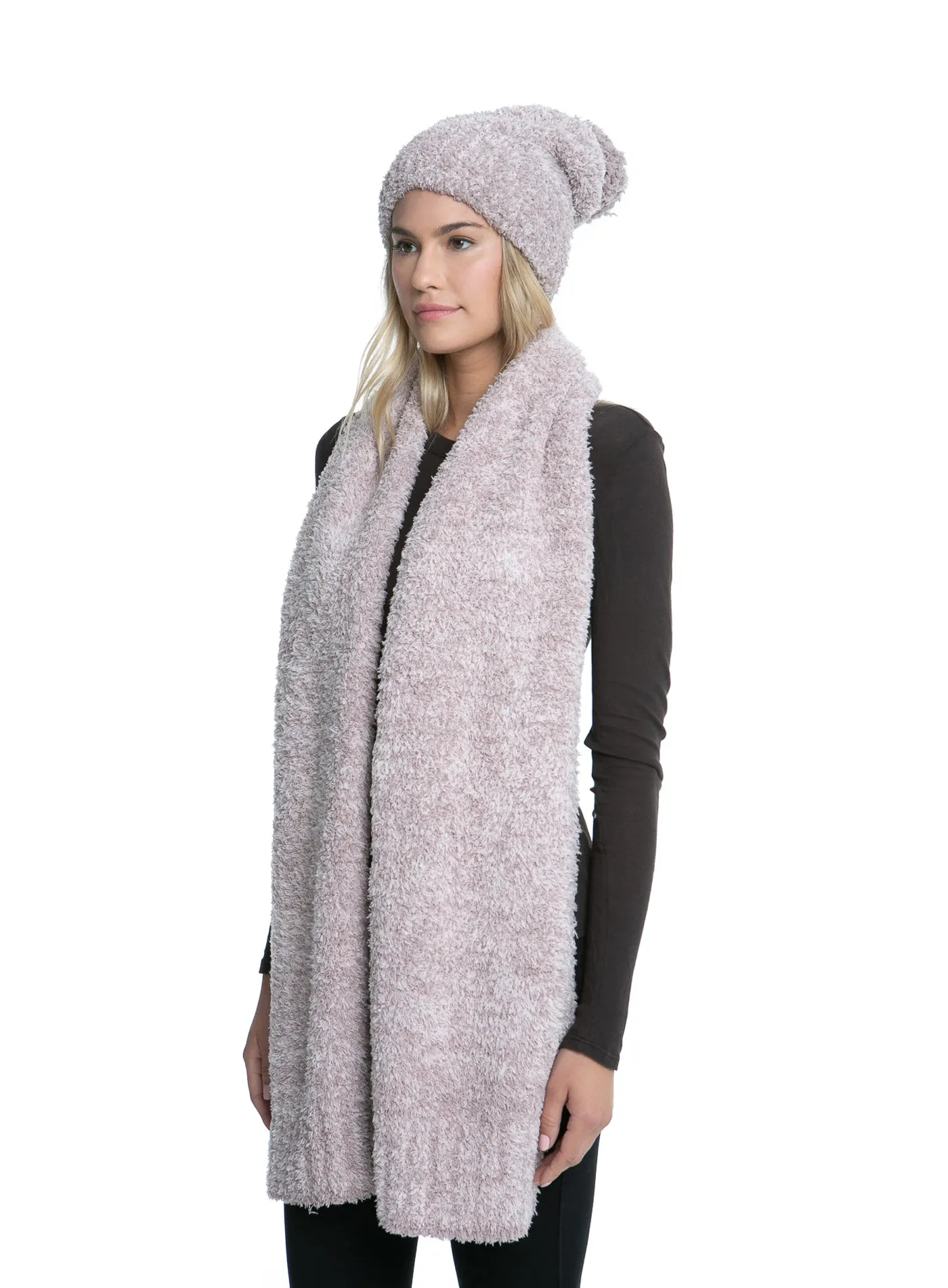Barefoot Dreams - Cozychic Pom Pom Beanie Scarf Set in Vintage Rose Ballet Pink