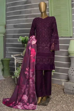 Bin Saeed Stitched 3 Piece Dhanak Winter Shawl Vol-02 Collection'2022-SM-025-Purple