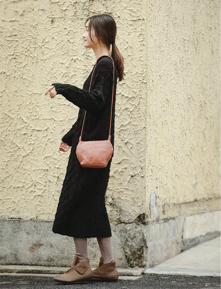 Black And Blue Loose Thicken Sweater Dresses For Women Z81042