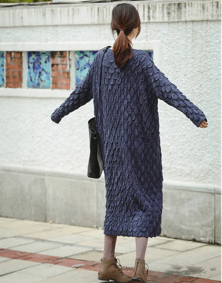 Black And Blue Loose Thicken Sweater Dresses For Women Z81042