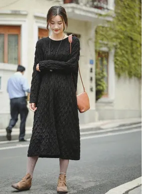 Black And Blue Loose Thicken Sweater Dresses For Women Z81042