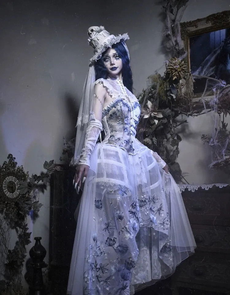 [Blood Supply] Corpse Bride Shoulder Cape With Spine Outer Skirt
