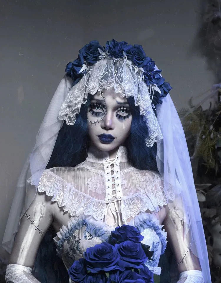 [Blood Supply] Corpse Bride Shoulder Cape With Spine Outer Skirt