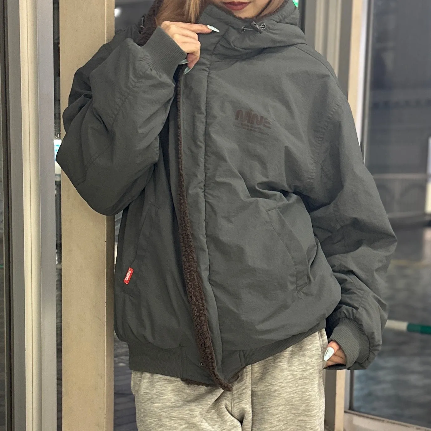 Boa & Nylon Reversible Puffer Jacket