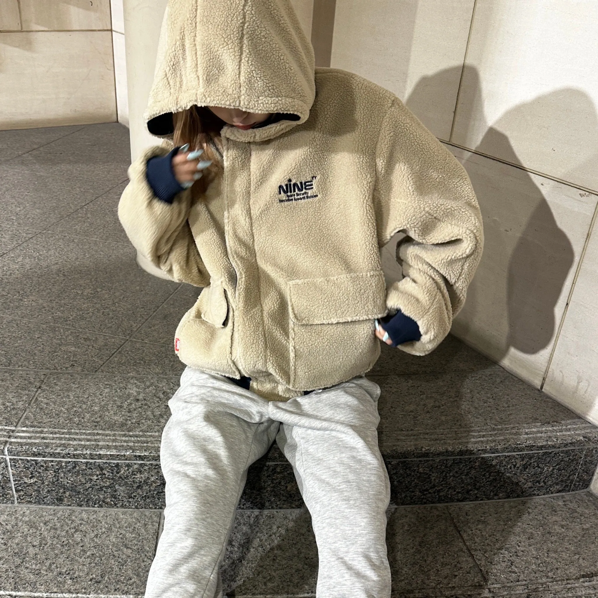 Boa & Nylon Reversible Puffer Jacket