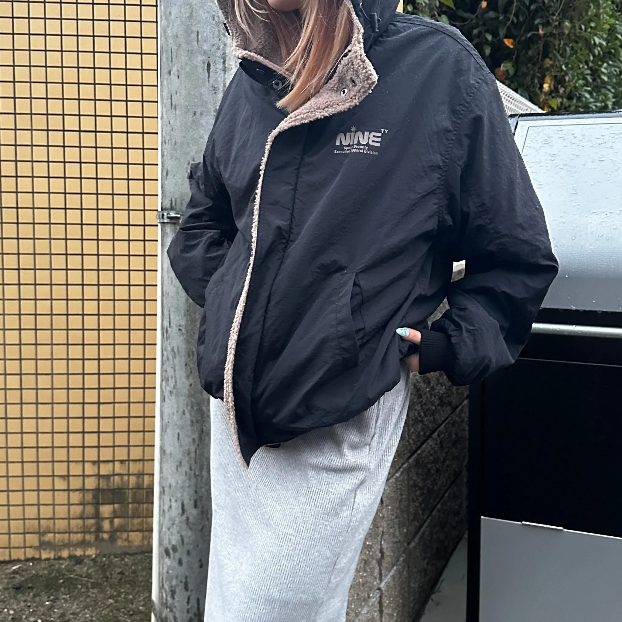 Boa & Nylon Reversible Puffer Jacket