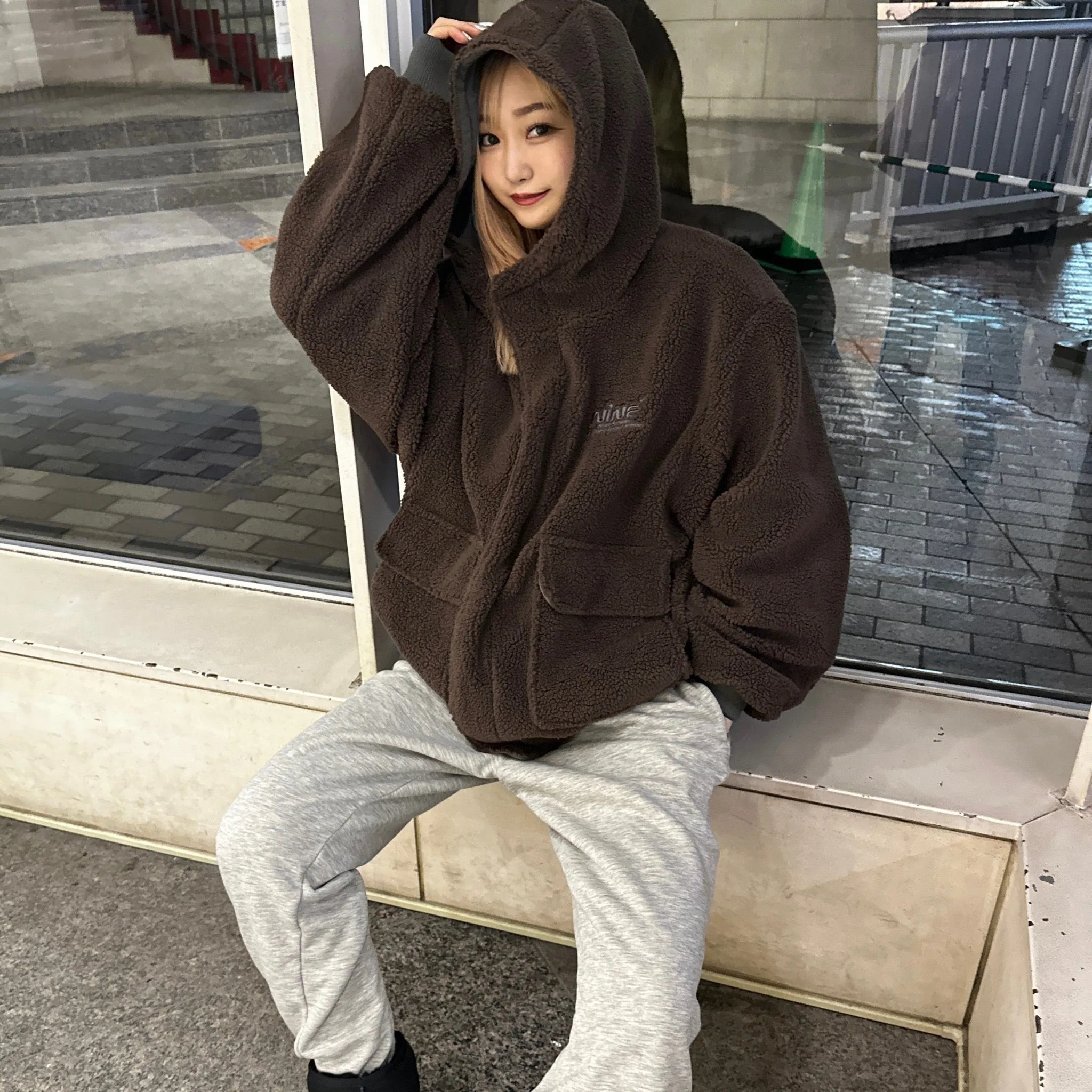 Boa & Nylon Reversible Puffer Jacket