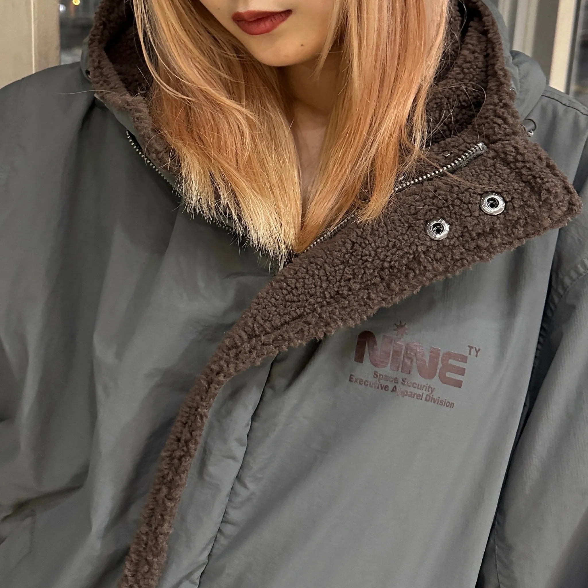 Boa & Nylon Reversible Puffer Jacket