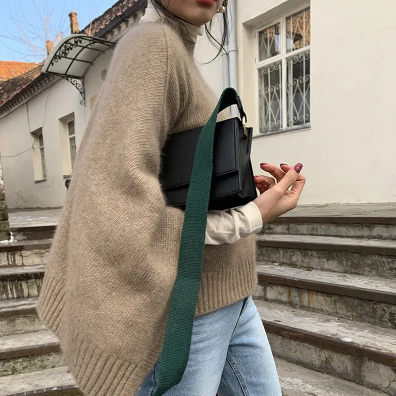 Bonnyshow barn jacket outfits Japanese Autumn and Winter Dual-Use Versatile Loose Sweater Korean Style Thick Needle Cape Mid-Length Sweater Shawl Waistcoat