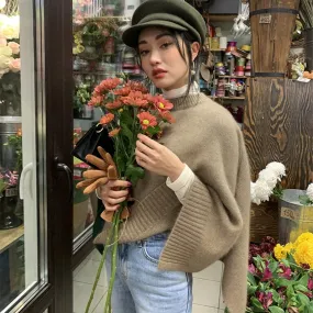Bonnyshow barn jacket outfits Japanese Autumn and Winter Dual-Use Versatile Loose Sweater Korean Style Thick Needle Cape Mid-Length Sweater Shawl Waistcoat