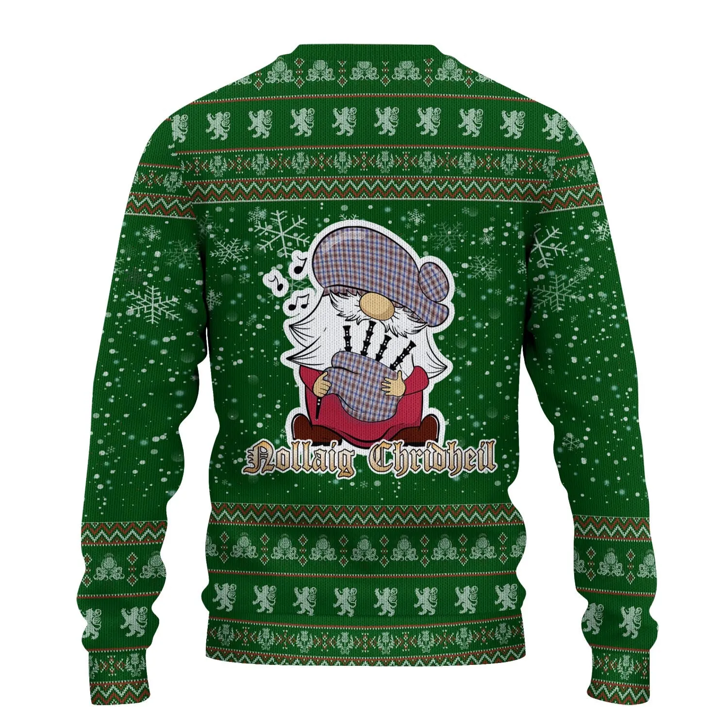 Boswell Clan Christmas Family Ugly Sweater with Funny Gnome Playing Bagpipes