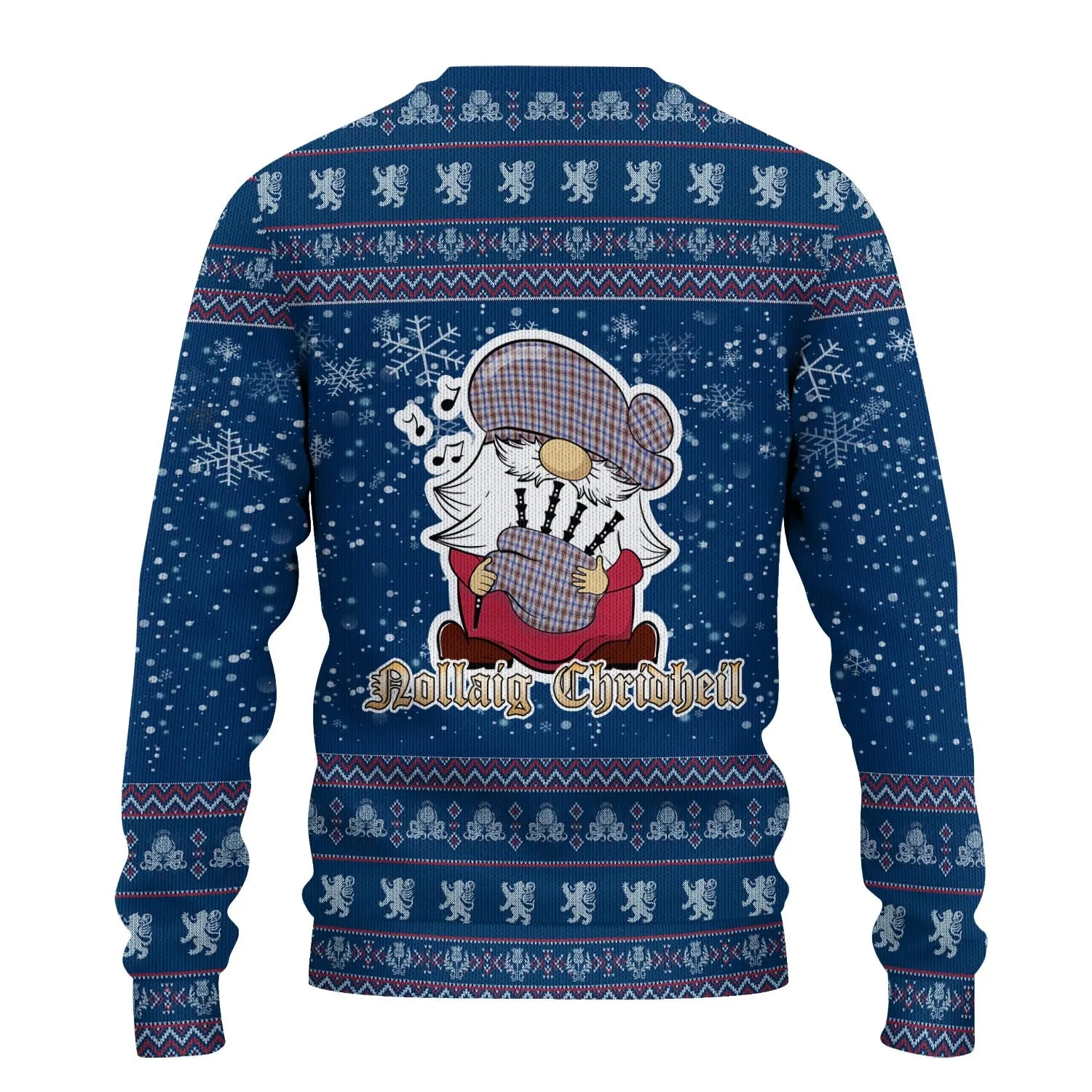 Boswell Clan Christmas Family Ugly Sweater with Funny Gnome Playing Bagpipes