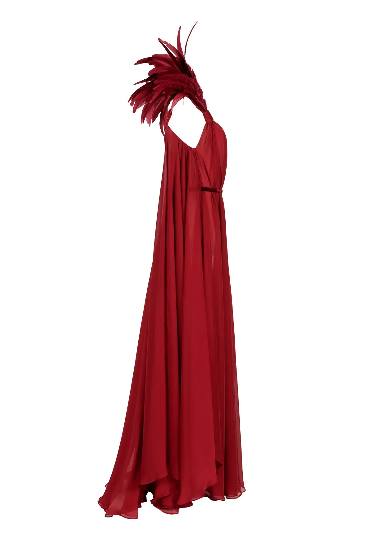 Burgundy silk chiffon dress
