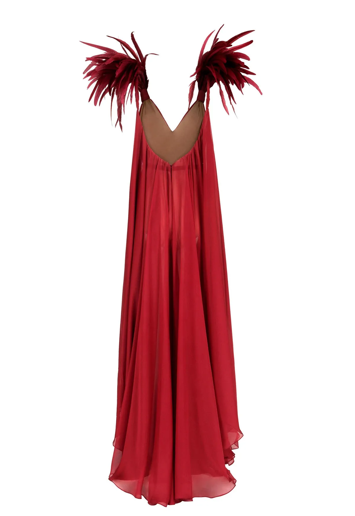 Burgundy silk chiffon dress