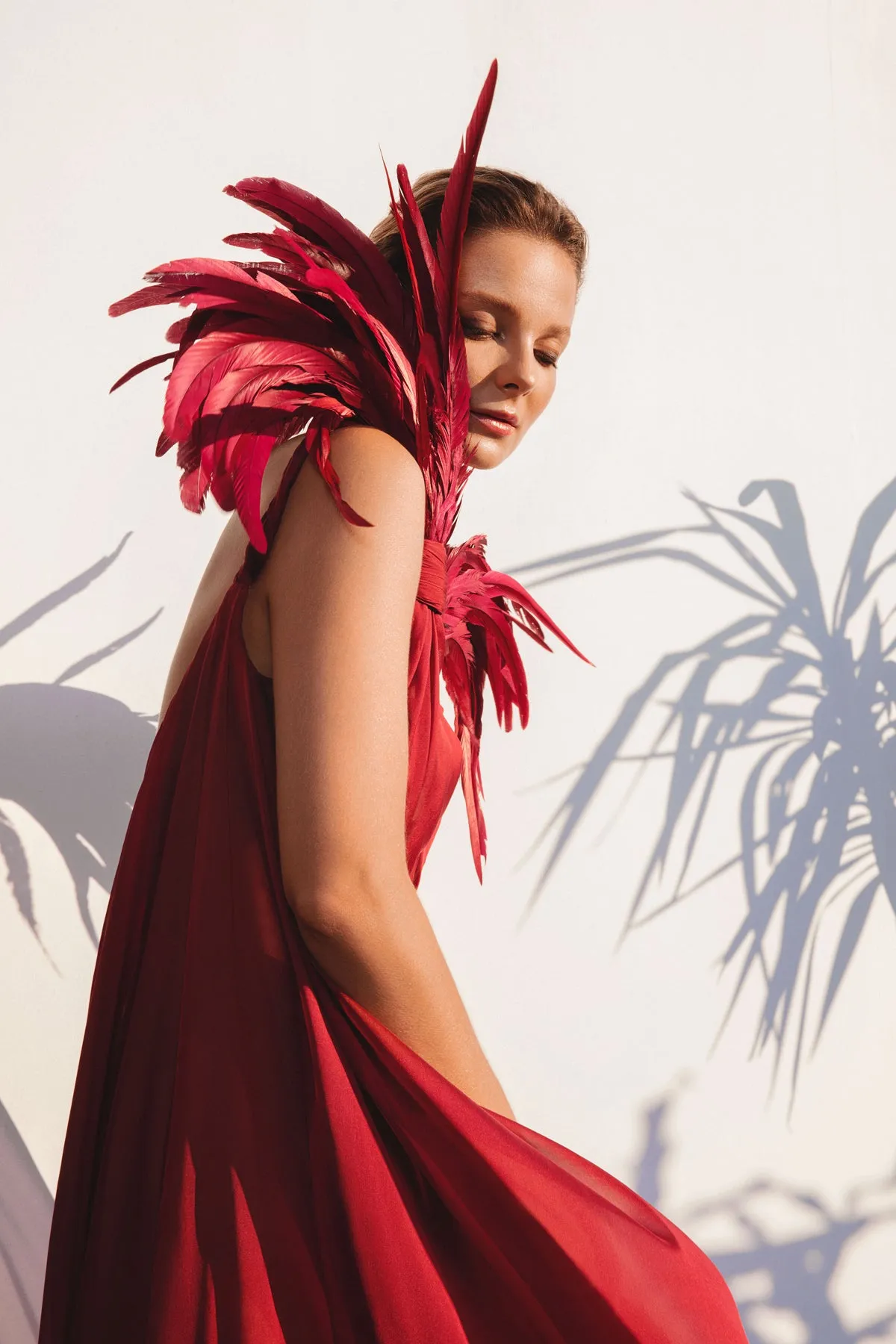 Burgundy silk chiffon dress