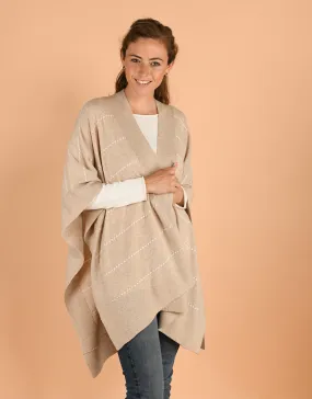 Cape with Contrast Lines in Alpaca