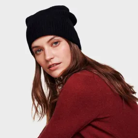 Cashmere Plush Rib Beanie (Black)