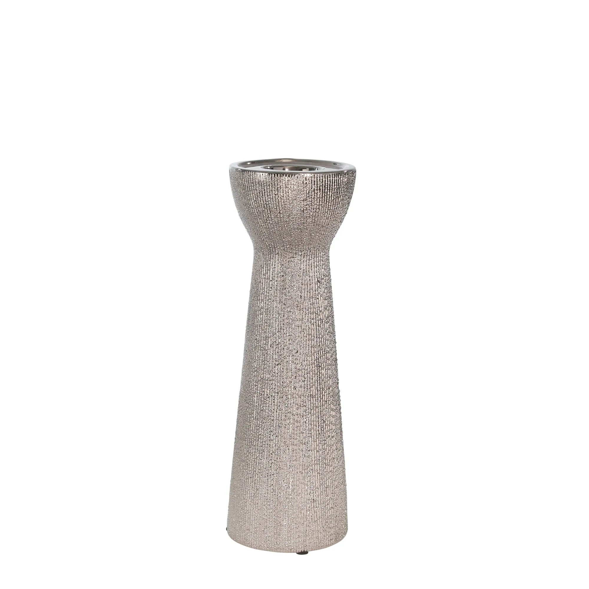 Ceramic 12" Bead Candle Holder,Silver